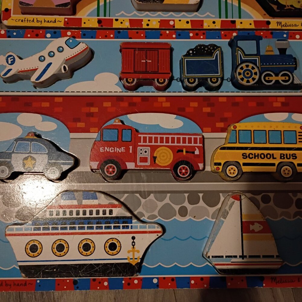 Lot of 5 chunky puzzles and board book with figures, Melissa and Doug, Simplex - Picture 6 of 6